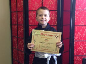 "Colin Tiboni is one of our youngest students at just 4 years old, but he's off to a great start. He just got his first promotion and his mother says that his ability to focus is already improving at home!"